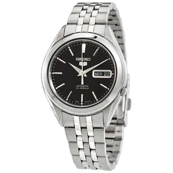NWT Authentic Seiko 5 Automatic Black Dial Men's Watch - Picture 1 of 3